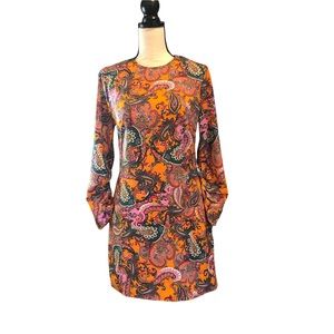 NWT Code x Mode Paisley design long sleeve dress size small